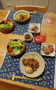 【夕飯】手羽元と卵のさっぱり煮&アスパラベーコン