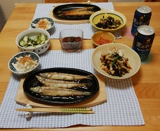 【夕飯】ニギスのムニエル&ひじきの煮物 &山芋サラダ